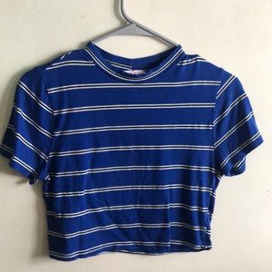 blue white n black stripe top